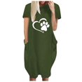 thumbnail image 2 of Meichang Robes d'Été pour Femmes Grande Taille Col Rond Manches Courtes Longueur Genou Robes Mignonnes Imprimé Patte de Chien Cœur Robes Midi Coupe Ample Robes de Vacances d'Été, 2 of 4