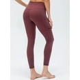 thumbnail image 2 of Women's High Waist Yoga Pants Ultra Soft Workout Running Hiking Leggings with Zipper Pockets, Wine Red, S, 2 of 7