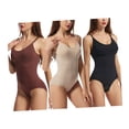 thumbnail image 4 of Conjunto de 3 piezas de ropa interior moldeadora para mujer: body, bragas, realzador de caderas y camiseta sin mangas. Piel de café negro, 4 of 9