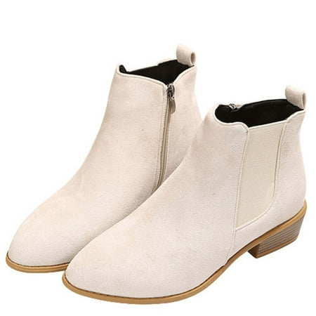 

Womens Classic Ankle Boots Fashion Side Zipper Chunky Heel Round-Toe Boots Cowboy Knight Sneakers Combat Booties