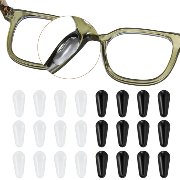 Uxcell Eyeglass Nose Pads, Soft Silicone Adhesive Anti-Slip Heighten Air Chamber Glasses Grips 0.12" & 12 Pairs & Silicone & Clear, Black-Fitting for Eyeglasses/Sunglasses