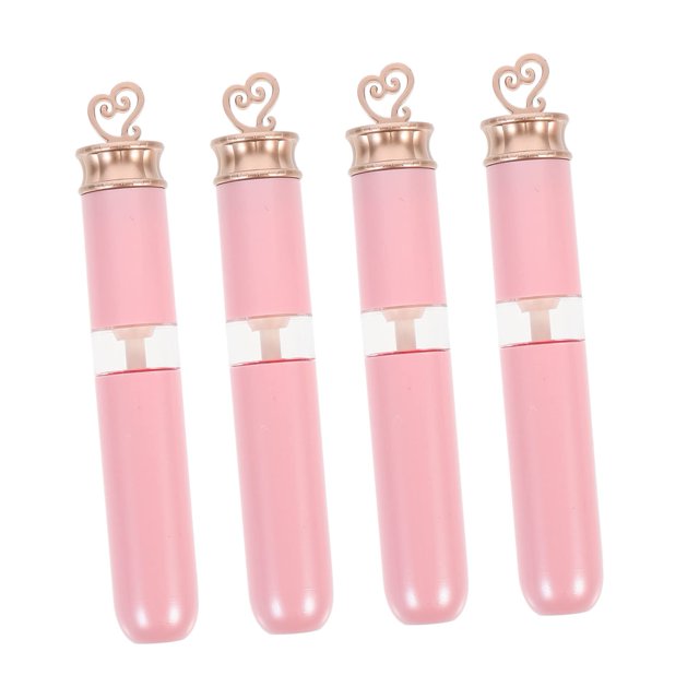 4 piezas de tubo de brillo de labios, tubo vacío, mini frascos de muestra, viales de muestra de aceite, tubo de brillo de labios en forma de corazón, mini lápices labiales, contenedores de m