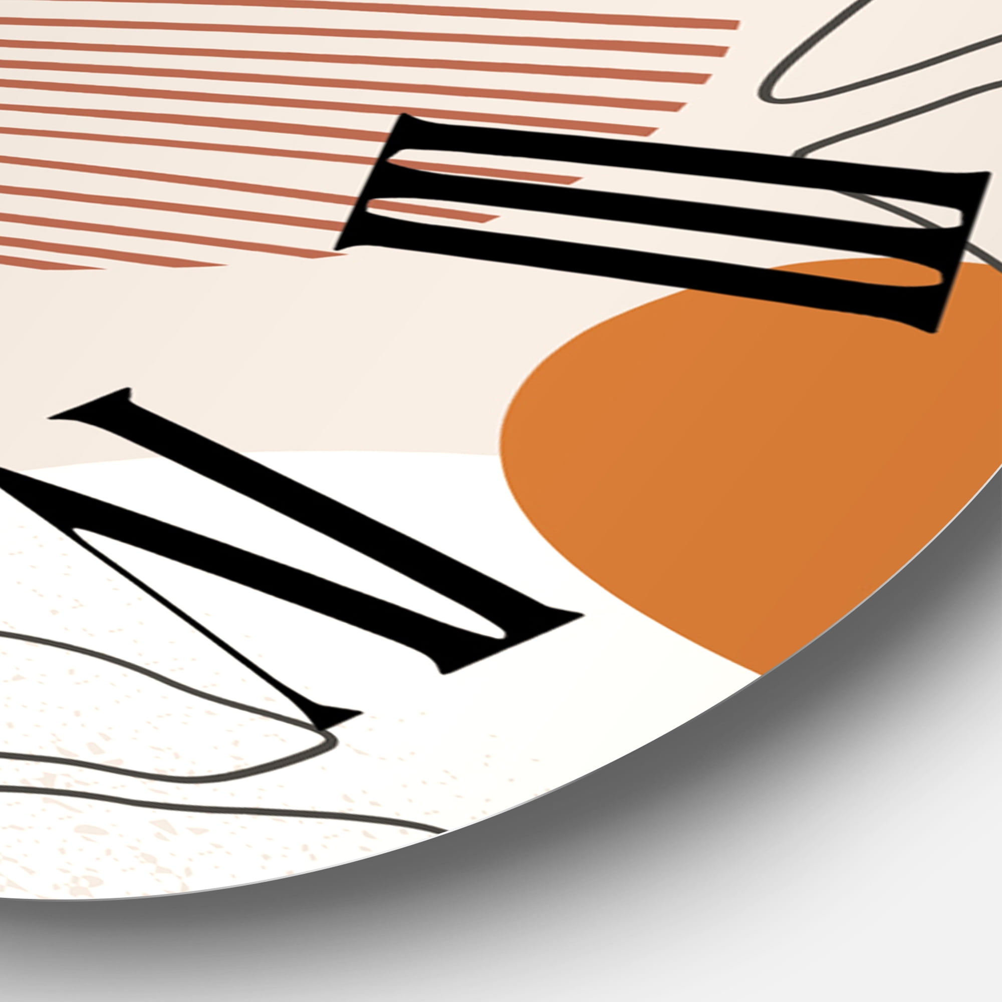 Designart 'One Line Art Shapes & Abstract Monstera Leaf' Modern Wall Clock