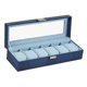 thumbnail image 5 of Caja de almacenamiento para relojes, estuche expositor con almohadillas extraíbles y soporte para reloj de pulsera. Azul, 5 of 9