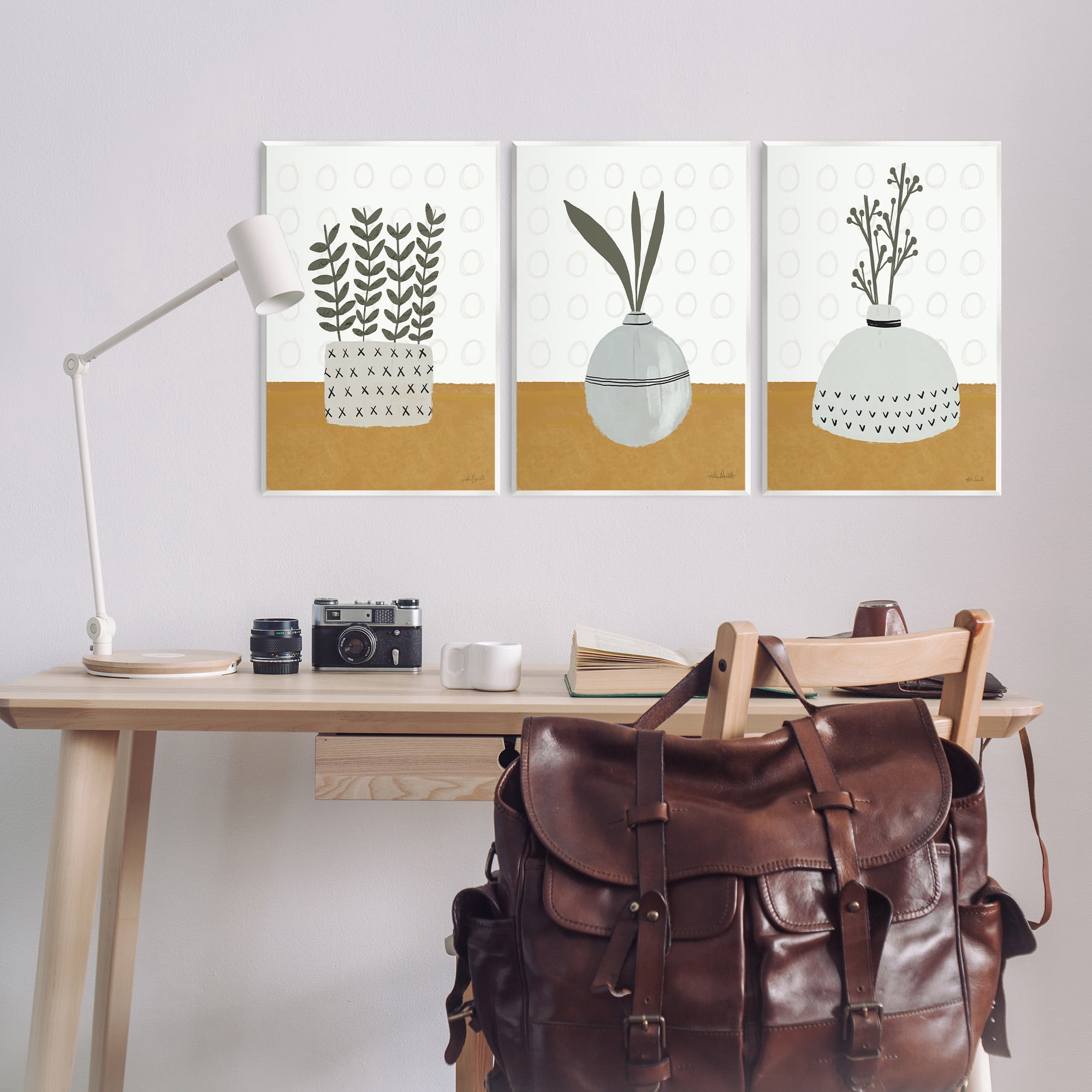 Stupell Industries Contemporary Plant Vases Botanical & Floral Painting Unframed Art Print Wall Art, 13 x 19, Set of 3