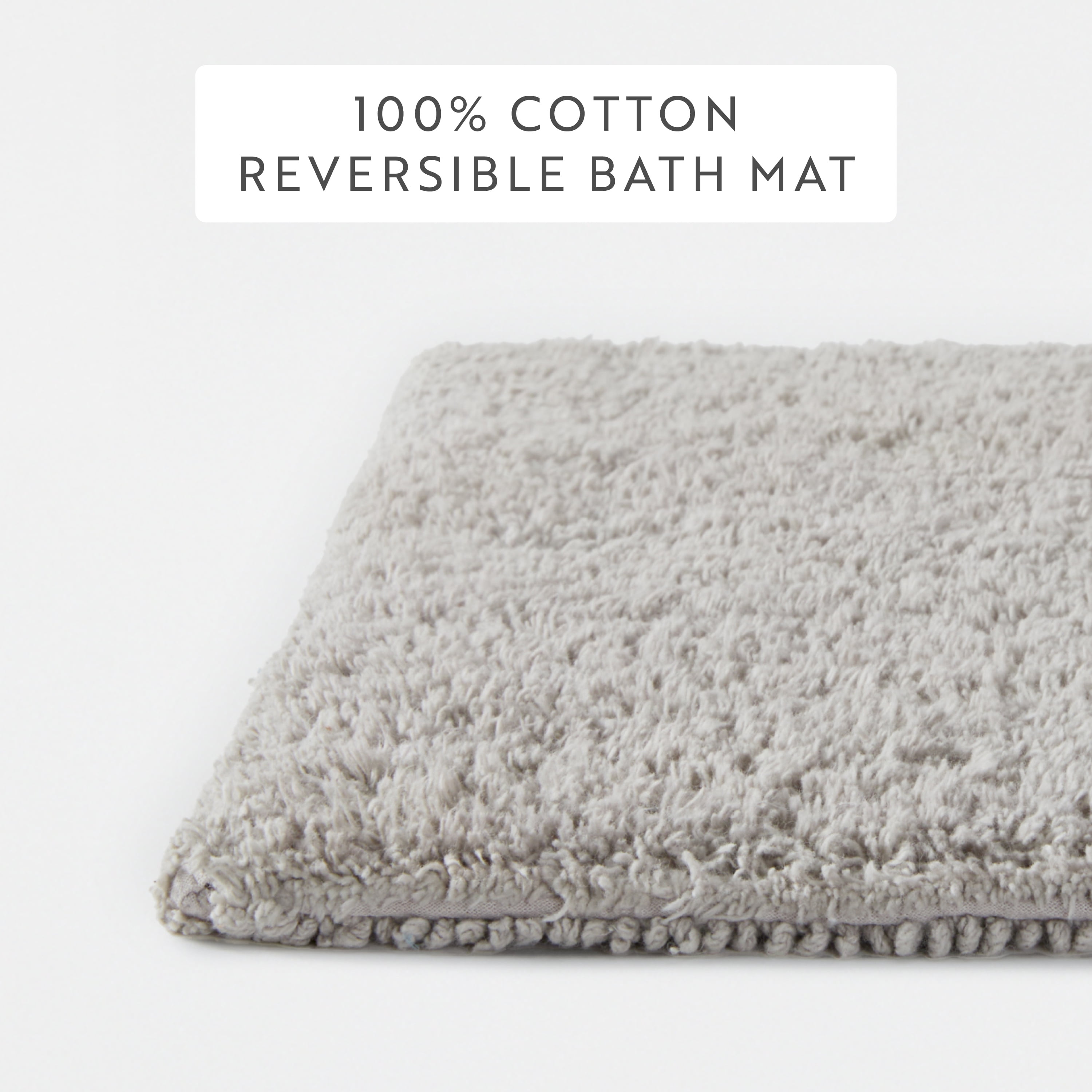 100% Cotton Reversible Solid Bath Mat by Comfort Canopy, Light Gray, 24" x 17"