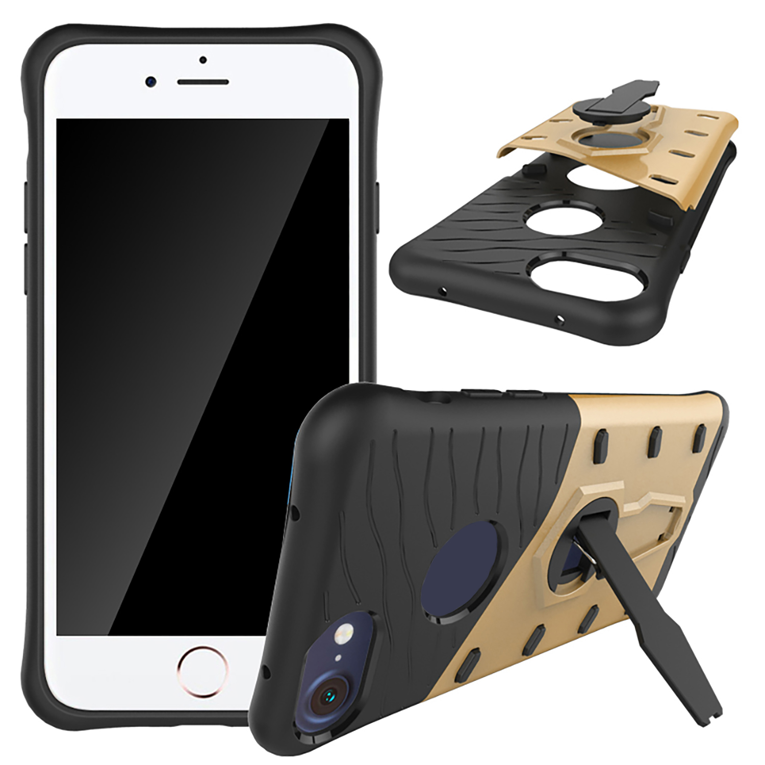 Hybrid Skin Protecion Case with Kickstand for Apple iPhone 7 Exact Fit
