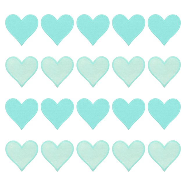Unique Bargains Hearts Patches Cyan Iron-On Patch Sew Embroidered Applique 2.8x2.68 Inch Clothing Repair Backpack 20Pcs