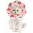 thumbnail image 1 of Soft Cat Recovery Cone Collar, Adjustable Lightweight Kitten E-Collar for Small Dogs, Comfortable Neck Donut Stop Licking Scratching After Surgery -Strawberry(S), 1 of 6