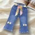 thumbnail image 6 of Jeans for Girls Cute Elastic Waist Flare Denim Pants Trousers with Pockets Kids Jeans Size 2-8, 6 of 6