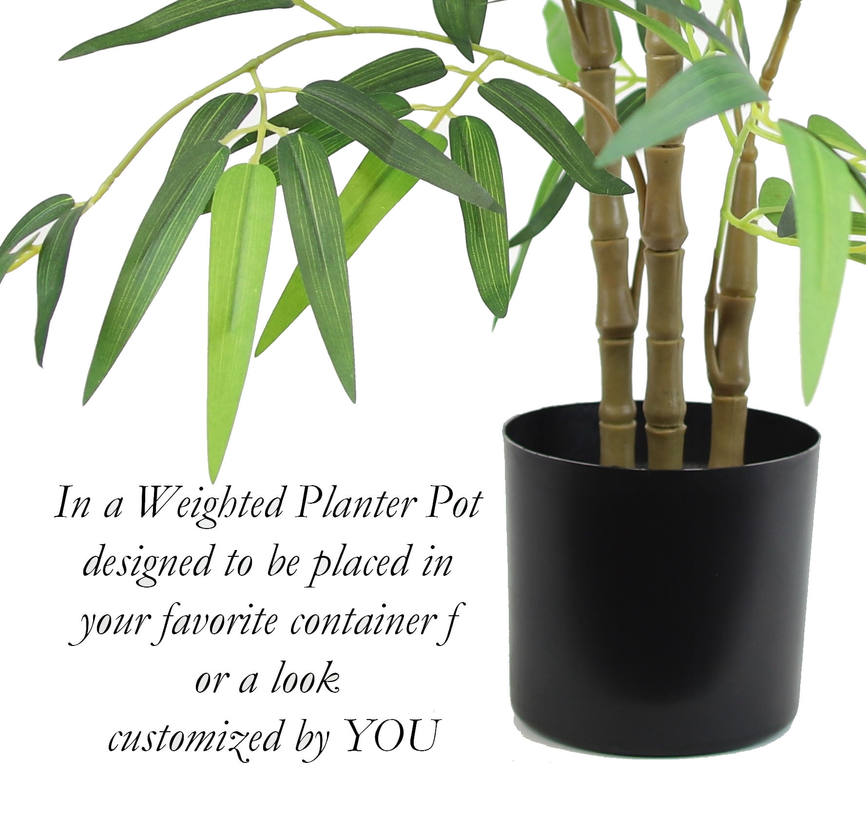 The Mod Greenhouse 36" Artificial Green Bamboo Tree in a Matte Black Grower's Pot