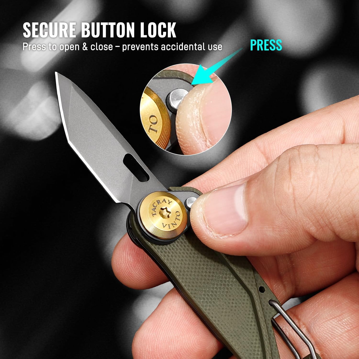 Vinto 5-in-1 Small Pocket Knife – Ultra-Light Compact Multitool with Utility Knife, Seatbelt Cutter, Bottle Opener, Flathead Screwdriver & Keyring Attachment for Everyday Carry (Green)