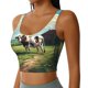 thumbnail image 2 of Fotbe Prairie Pasture Cow Sujetador Deportivo Largo sin Aros para Mujer con Almohadillas y Soporte Medio, Transpirable y Absorbente, Camiseta Tipo Chaleco o Tank Top-X-Large, 2 of 8