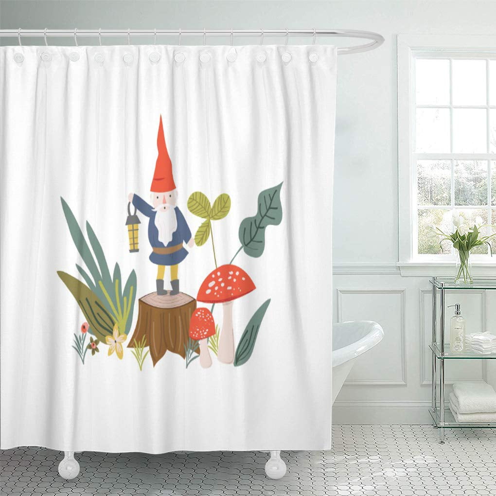Large Mushroom Umbrella Fairy Tale World Bathroom Fabric Shower Curtain 71inch 