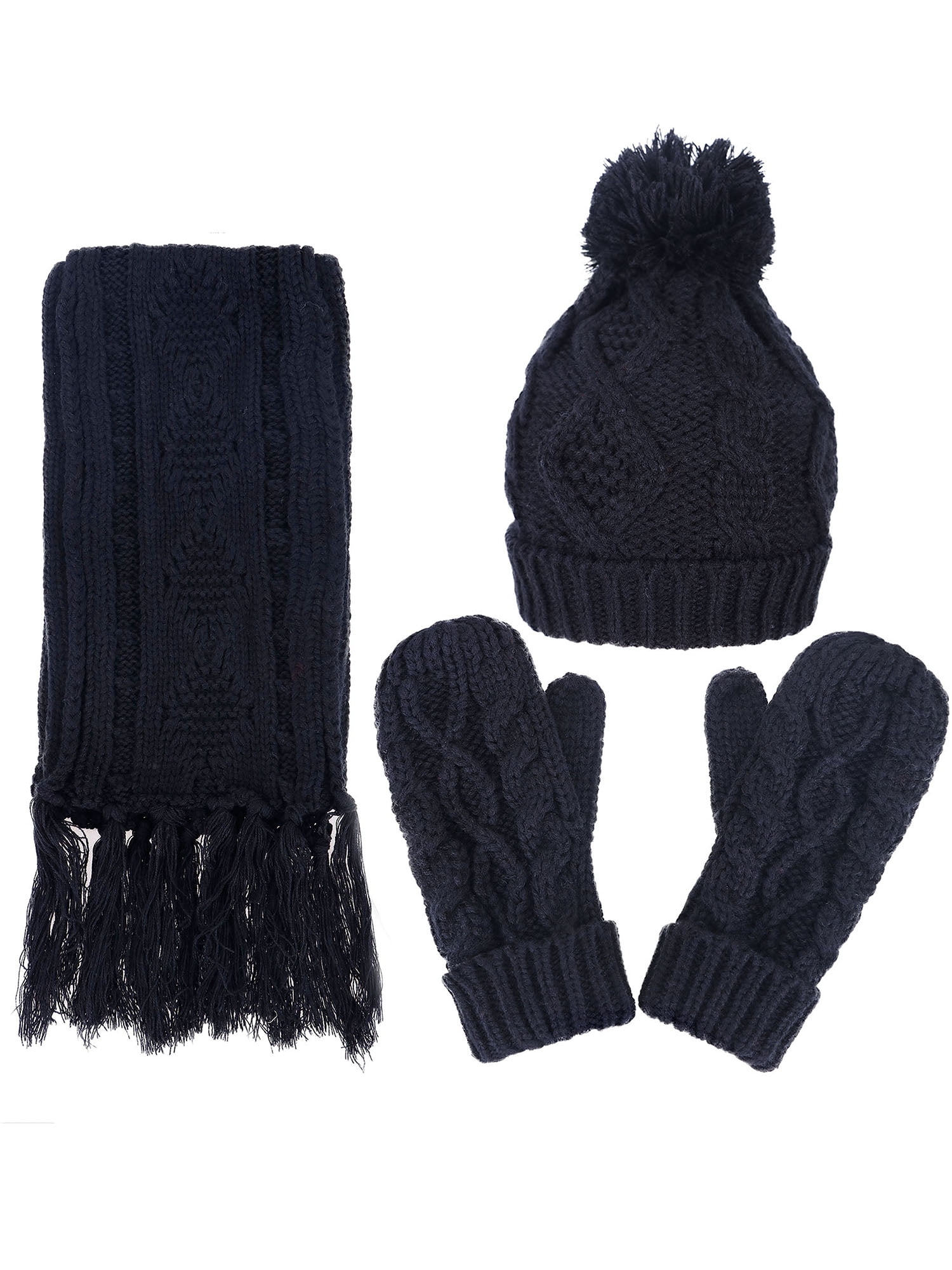 Warm Thick Cable Knitted Hat Scarf 