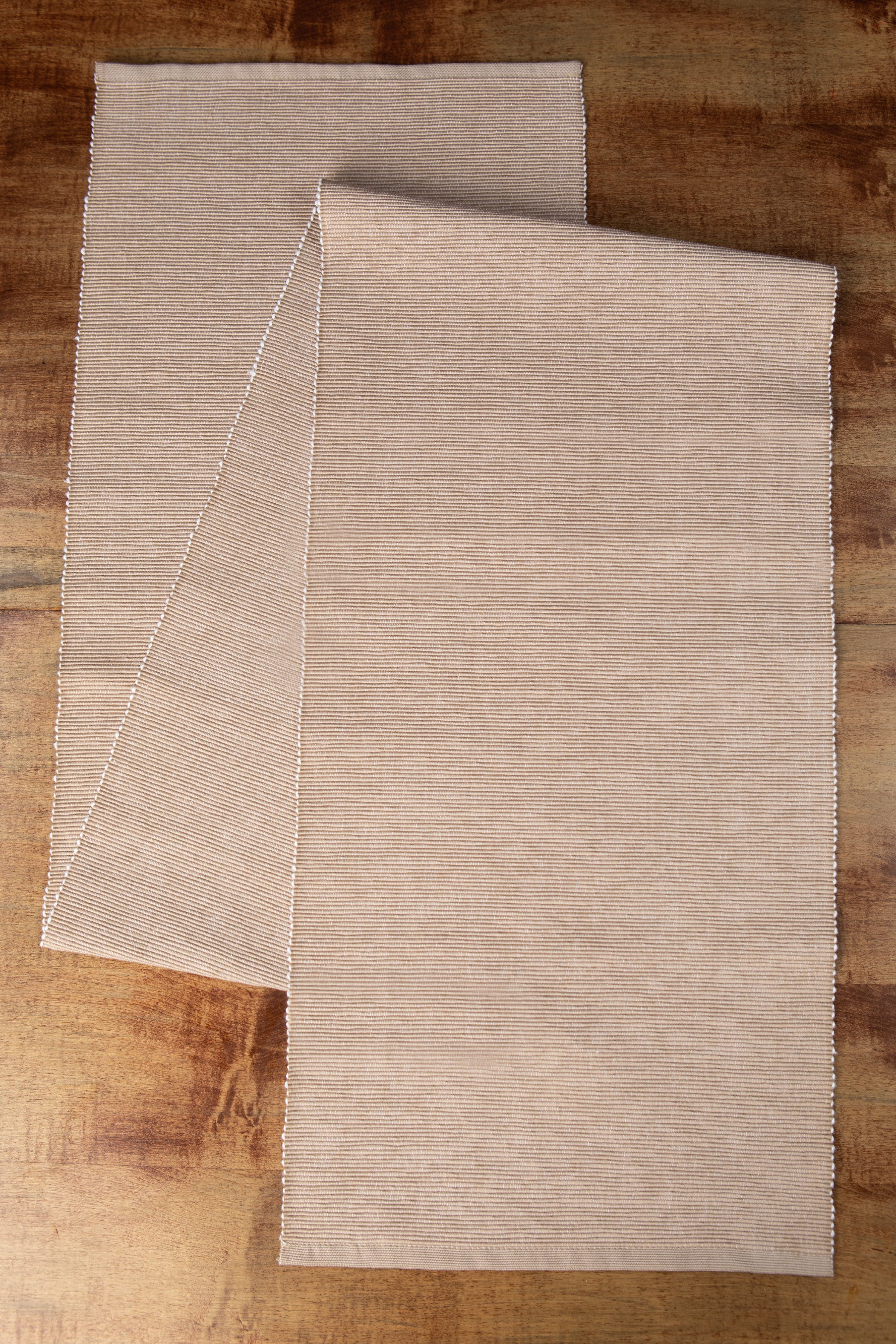 Mainstays Ribbed Chambray Table Runner, 13 in x 72 in, Cotton Polyester Blend, Tan, 1 Piece