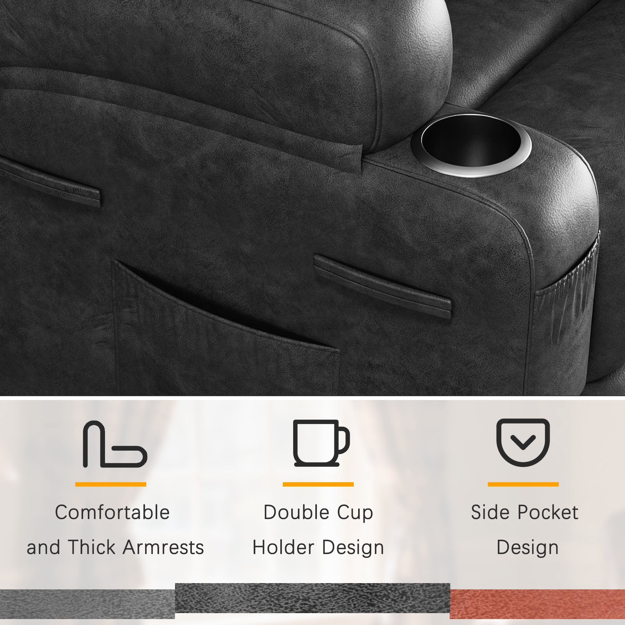 Furmax Electric Power Lift Leathaire Recliner Chair with Massage for Bedroom, Black
