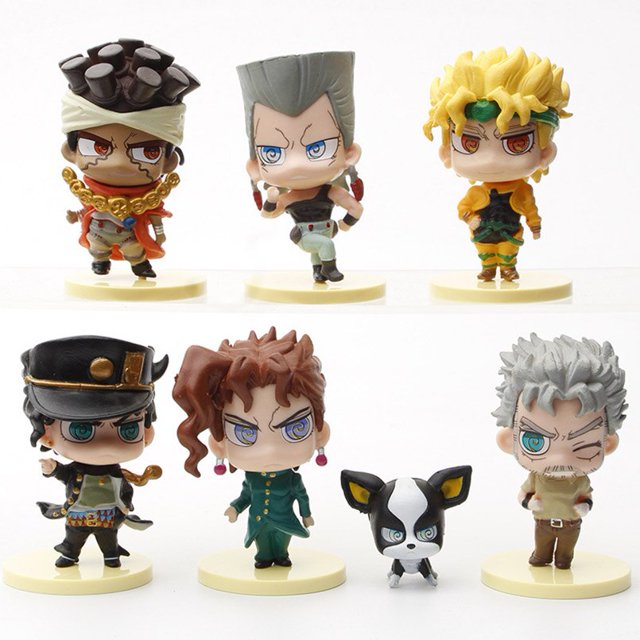 Figura de acción de JoJo Bizarre Adventure, figura de PVC de 7 piezas, Jonathan Joestar Dio Brando Erina Joestar Caesar Anthonio Zeppeli Gong Bohan LED