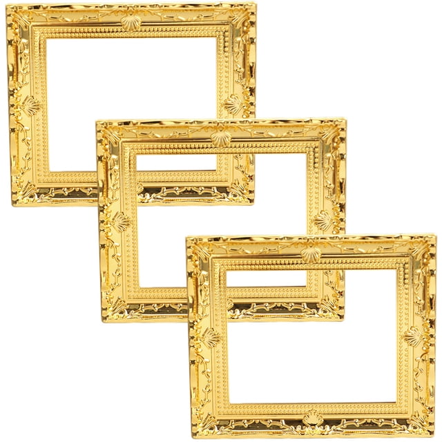 SHISUYAN 3Pcs Miniature House Accessories Golden Rectangular for Educational Purposes