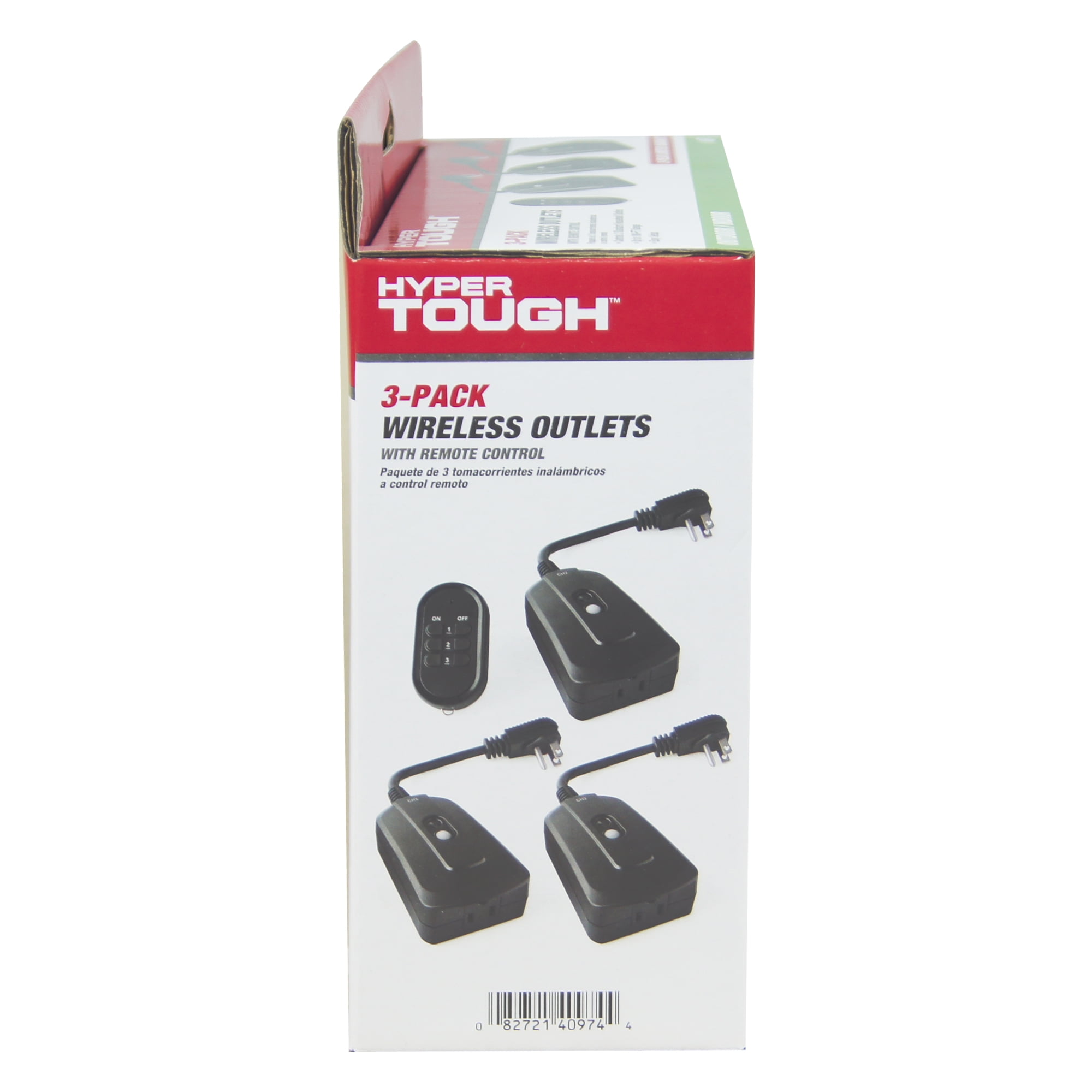 Hyper Tough Outdoor 3 Pack Remote Control and Each Receiver with 1-Outlet Wireless Remote Control, Black