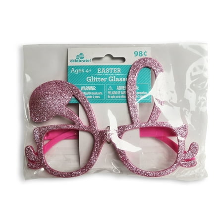 Way To Celebrate Pink Glitter Glasses.