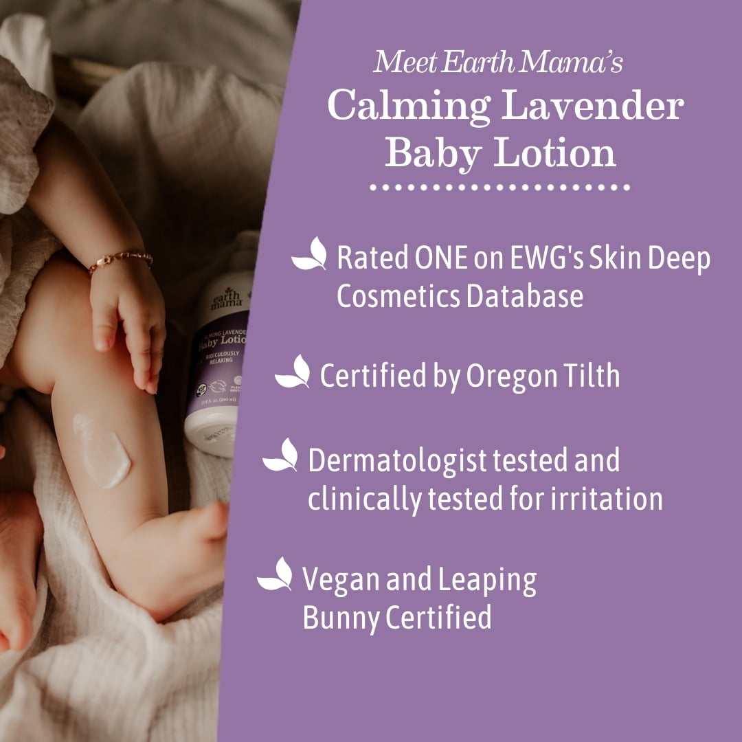 Earth Mama Organics Baby Lotion for Sensitive Skin, Calming Lavender, 8 fl oz