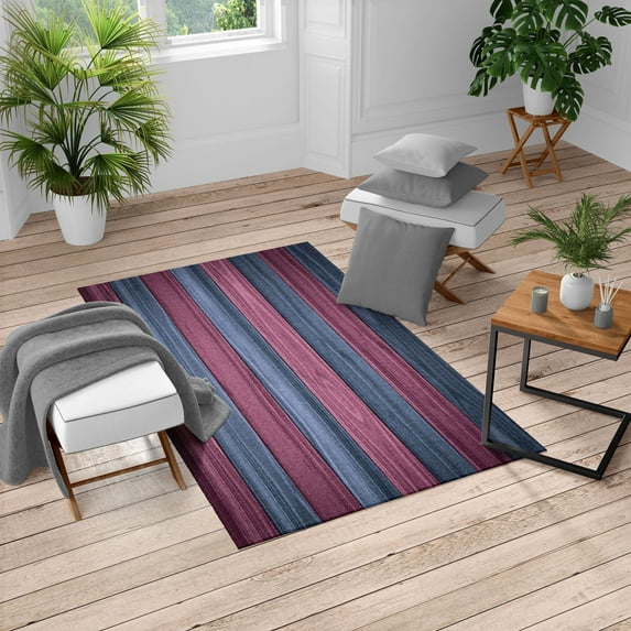 Rustic Turkish Area Rug, Vertical Wooden Planks Image Cottage Cabin Life in Countryside Theme, Soft Carpet for Living Room Decor with Distressed Look, 5.2' X 7.6', Purple, by Ambesonne