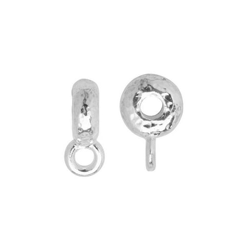 Spacer 12 Piece TierraCast Spacer Bail, Hammered with Loop 3x12mm, 2 Pieces, Bright Rhodium Plated ()