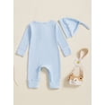 thumbnail image 6 of BemeyourBBs Preemie Newborn Going Home Outfit Baby Boy Girl Ribbed Knit Romper Hat Set Long Sleeve Button One Piece Jumpsuit Spring Fall Winter Sleepers Clothes, 6 of 9