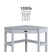 Linon Peggy Wood One Drawer Corner Desk in Gray