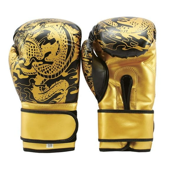 Last Punch 14219 14 oz 3D Printed Pro Style Training Sparring Boxing Gloves - Black & Gold