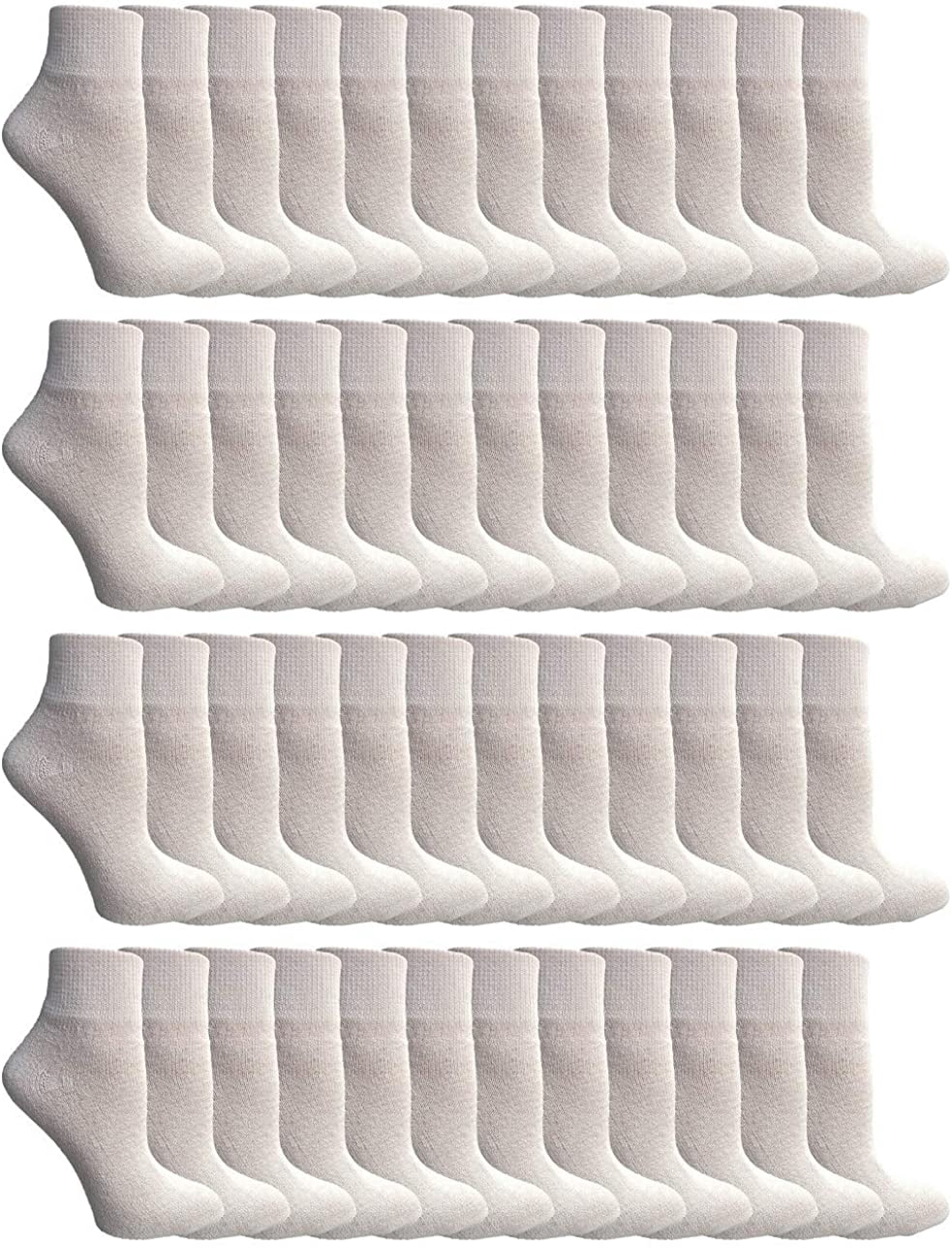 SOCKS'NBULK Mens & Womens Ankle Wholesale Bulk Pack Athletic Sports Socks (Womens 9-11 (Shoe size 5-10), 48 Pairs White)