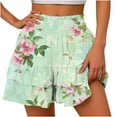 thumbnail image 2 of LEBONYARD Summer Clearance Womens Shorts,Women's Shorts with a Modern Twist,Women's Summer Solid Color High Waisted Shorts with Floral Pleated Hem Casual Shorts Green XXL, 2 of 6