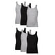 thumbnail image 1 of Hanes Camisetas sin mangas de algodón ligero acanalado que absorbe la humedad para hombre, paquete de 6, negro/gris, surtido de 6 unidades, 3XL, 1 of 8