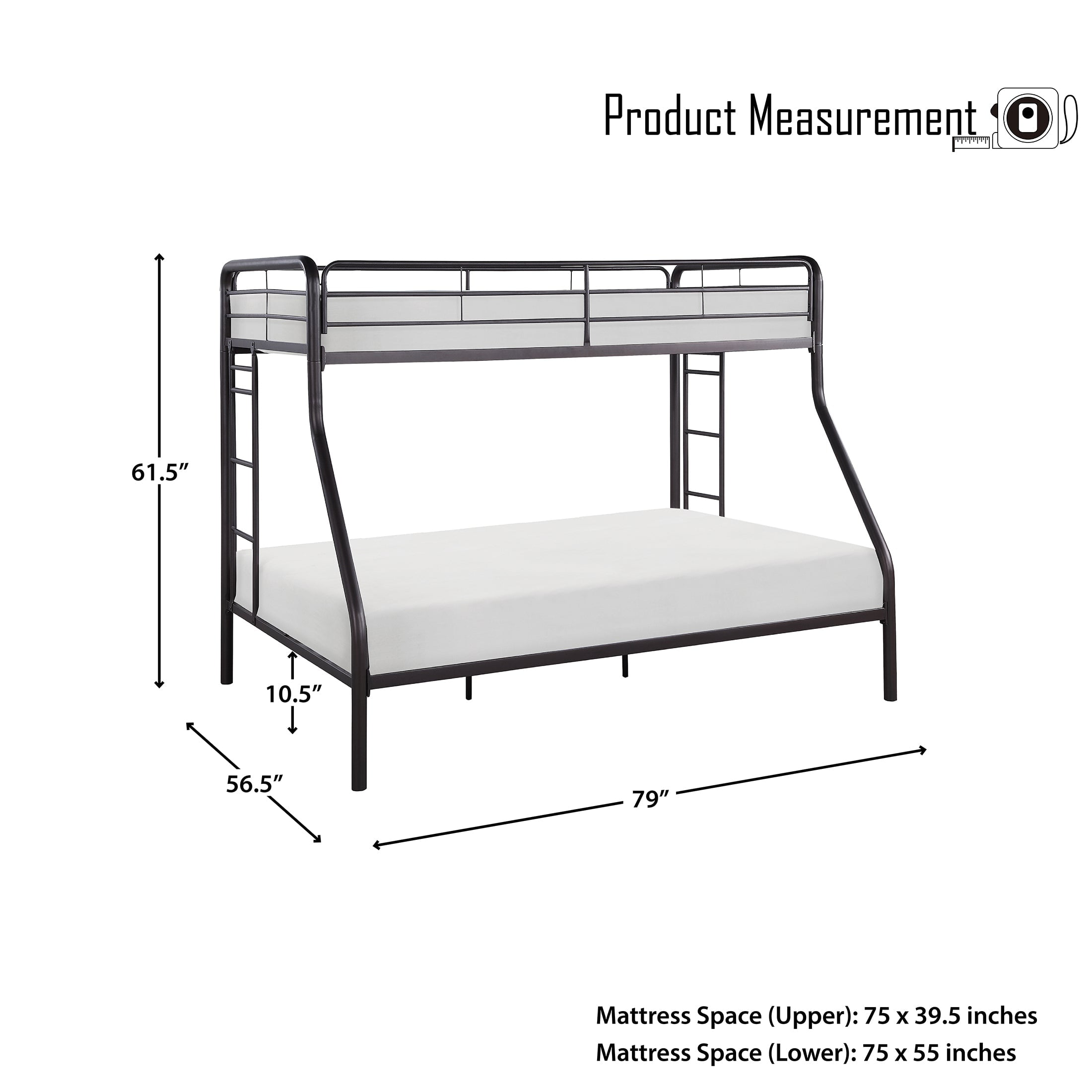 OakvillePark Delmater Metal Bunk Bed, Twin over Full, Dark Bronze