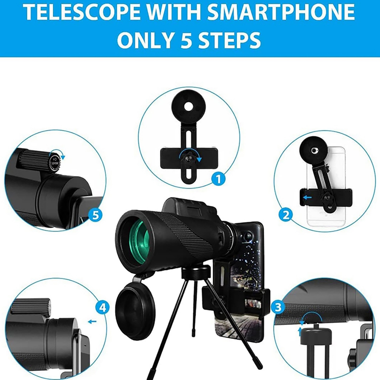 80 X 100 High Definition Monoculars for Adults High Power Telescope ...