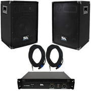 Seismic Audio Pair of 8" PA DJ Speakers with Amplifer & 50' Cables Pro Audio LoudSpeakers Amp - SA-8KT3