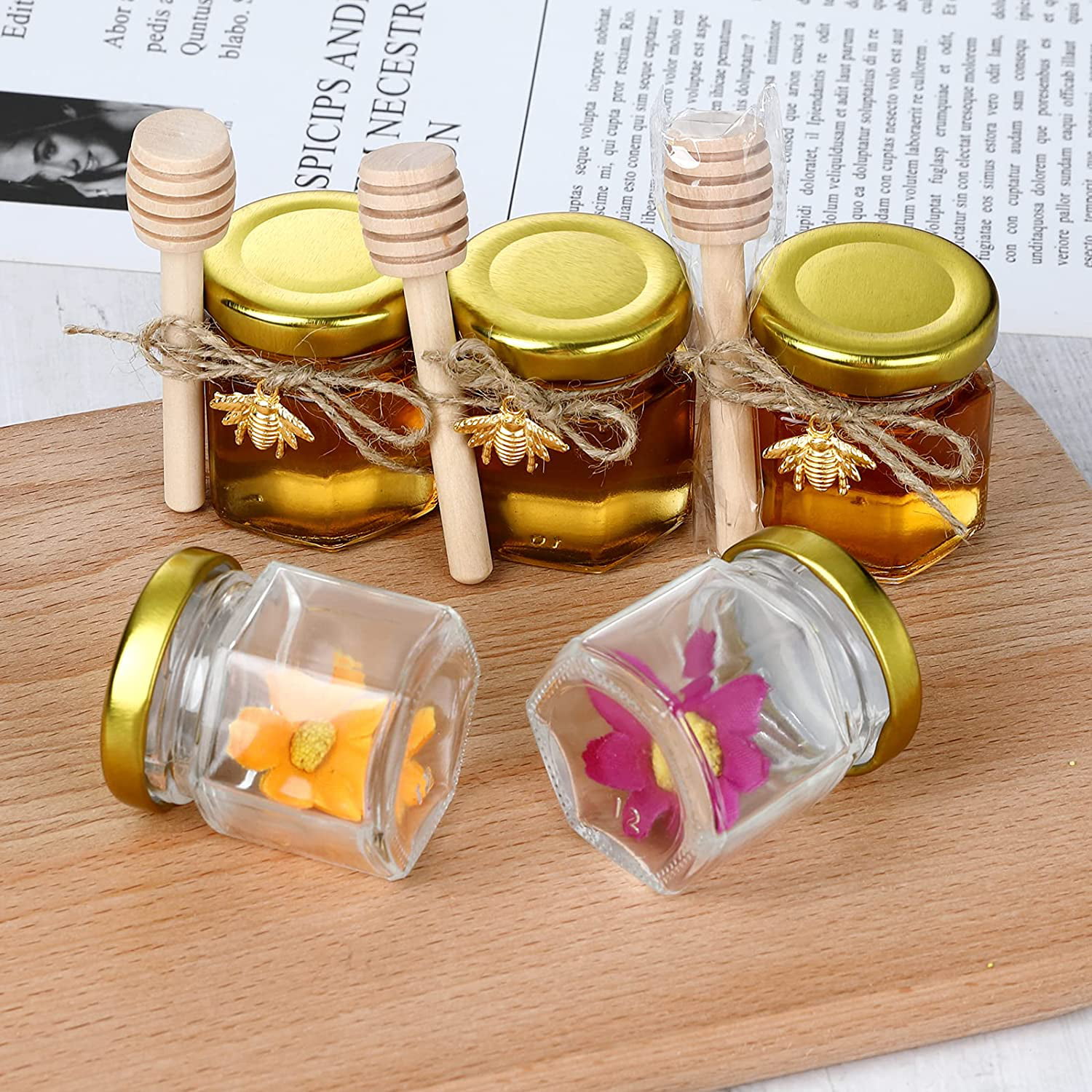 Small Glass Jars with Lids, 1.5 oz Mini Honey Jars, Candle Jar for