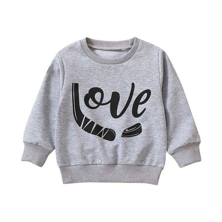 

Fsqjgq Girls Sweatshirt Toddler Girl Outfits Toddler Boys Girls Long Sleeve Letter Printed T Shirt Pullover Tops Workout Clothes for Kids Girls Cotton Blend Grey 70