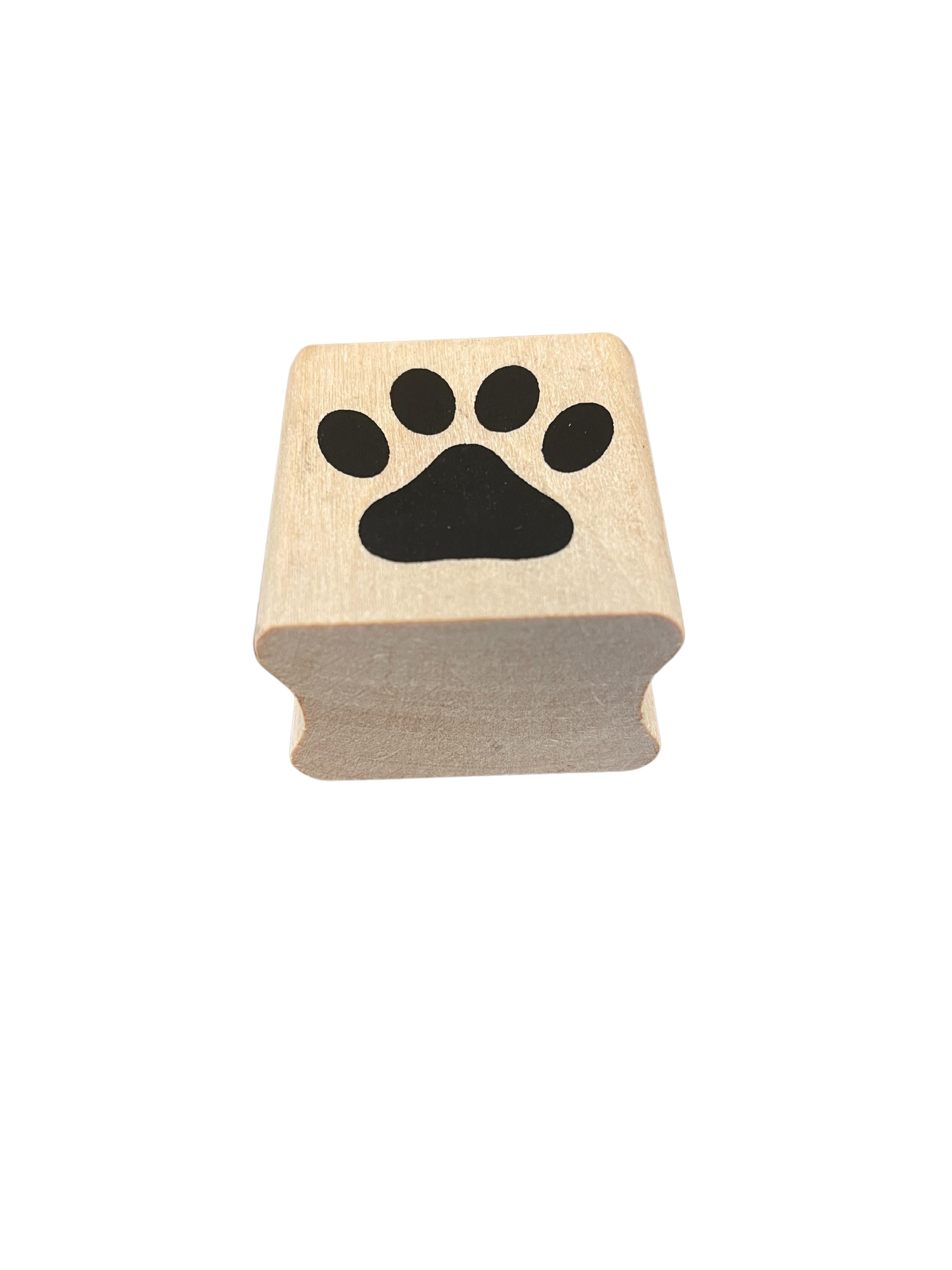 Personalized Kitty Pawprint Wood Mounted Rubber Stamp 
