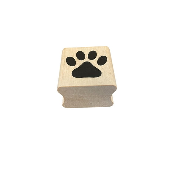 Paw Print Rubber Stamp on Wood Block for Stamping Crafting Scrapbooking 1 inch