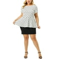 thumbnail image 4 of Unique Bargains Women's Plus Size Short Sleeves Polka Dots Outfits Fashion Peplum Blouse, 4 of 6