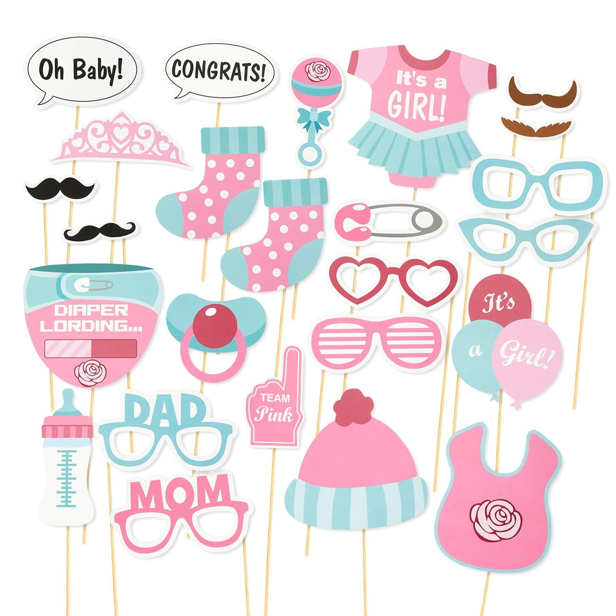 Baby Shower Photo Booth Props 25 Pack Gender Reveal Party Supplies  Baby Shower Photo Booth Props 25 Pack Gender Reveal Party Supplies