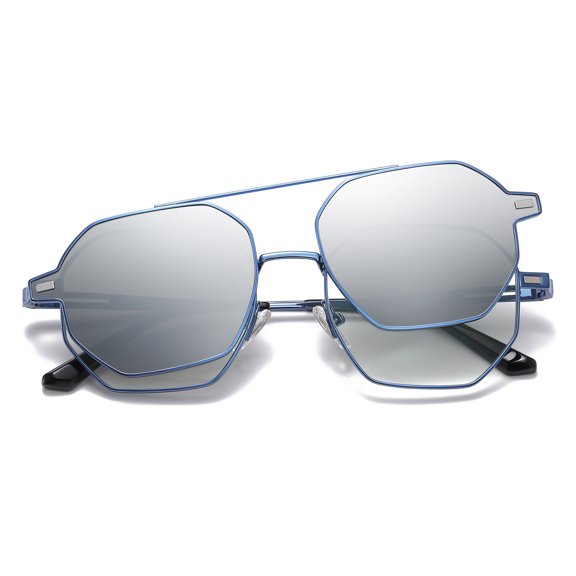 Cyxus Square Polarized Sunglasses for Men and Women Polygon magnetic Mirrored Lens UV Protection Blue Light Blocking