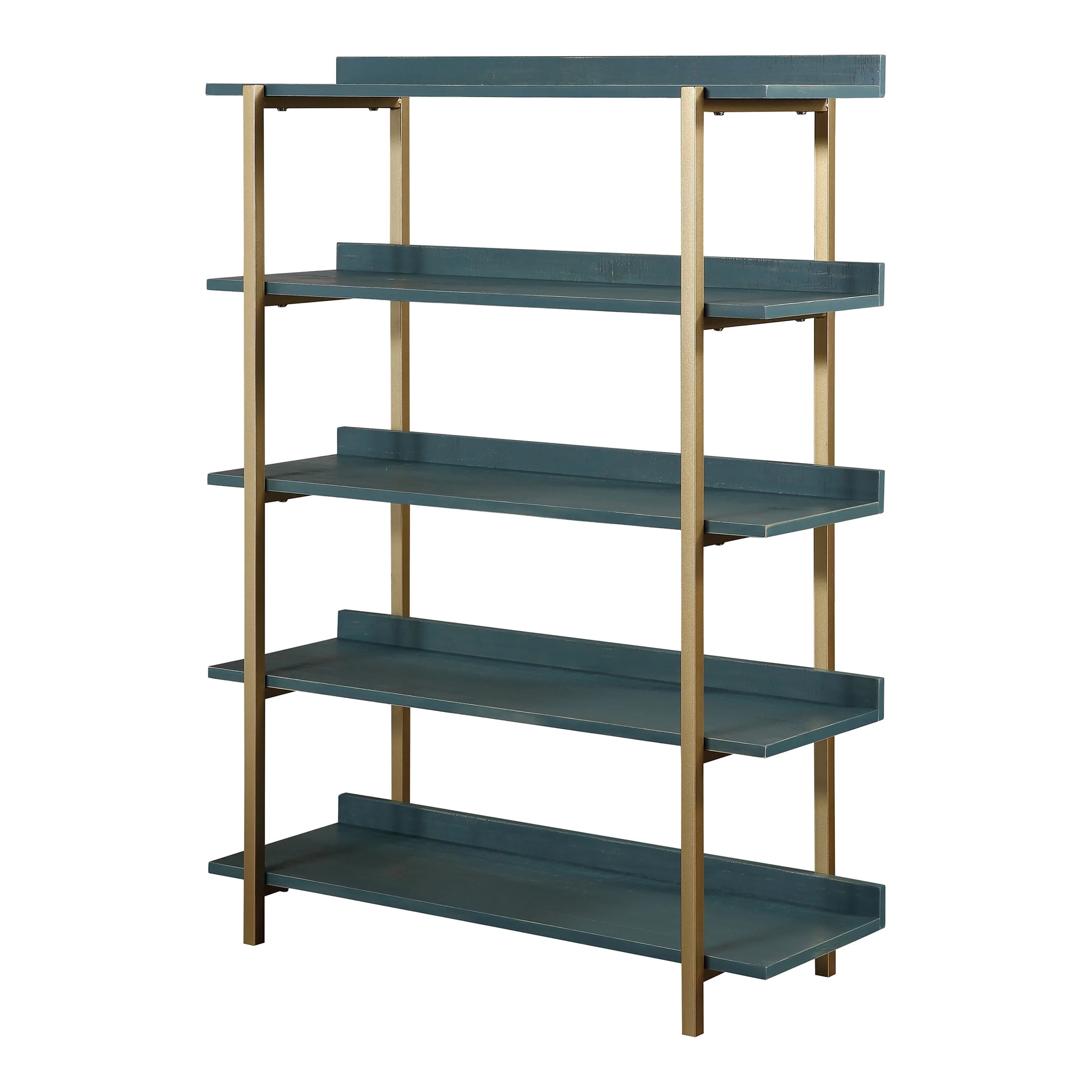 Furniture of America Chane 5-Shelf Bookshelf, Antique Blue