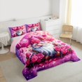 thumbnail image 3 of Feelyou Pink Gnome Queen Comforter Set, Romantic Anniversary Rose Bedding Set, 3pcs, 3 of 8