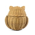 thumbnail image 5 of Brown Owl Rattan Storage Basket with Lid Decorative Home Decor Hand Woven Shelf Organizer Cute Handmade Handcrafted Gift Art Decoration Artwork Wicker Size: Large, 9.5" tall x 9.5" wide x 8" deep, 5 of 8