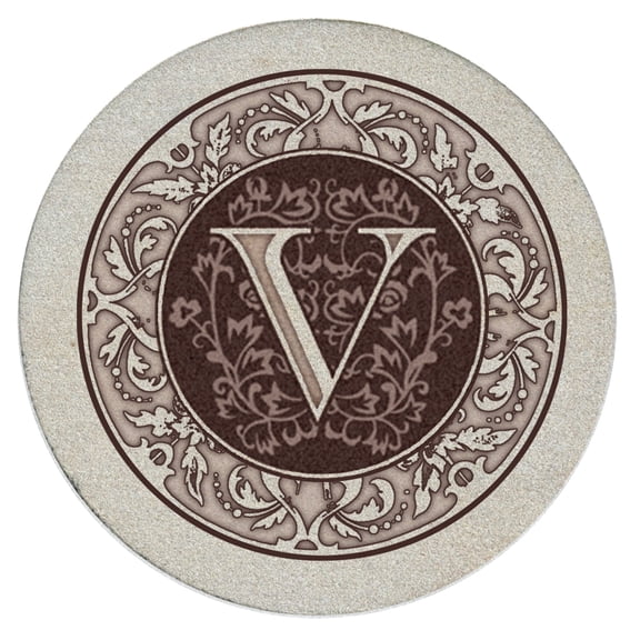 Thirstystone Monogram Letter V Absorbent Sandstone Coaster 4-Pack