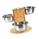 thumbnail image 4 of Comedero Elevado para Perros y Gatos Estación Alimentadora Ajustable con Triple Tazón de Acero Inoxidable Estructura Estable de Madera Antideslizante, 4 of 9