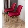 thumbnail image 4 of Roundhill Furniture Aufurr Contemporary 5-Piece Dining Set, White Round Dining Table with 4 Chairs, Red, 4 of 7